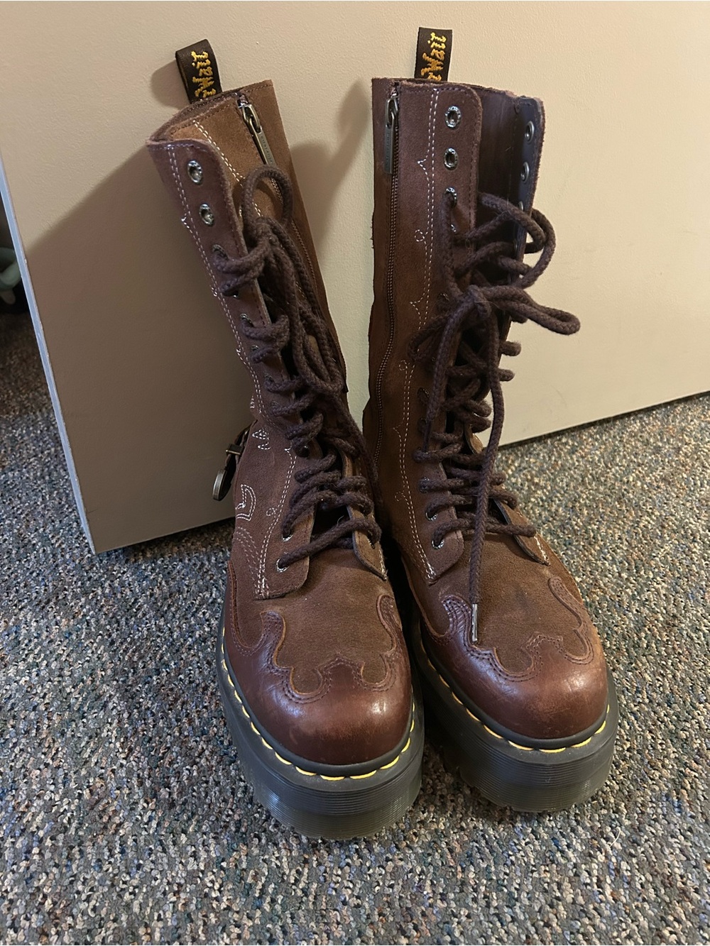 Dr. Martens Brown Lace-Up Platform Combat Boots